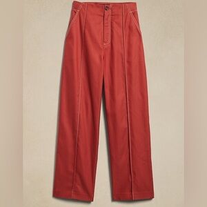 Banana Republic Factory Brick Red Wide Leg Crop Pants Sz 2